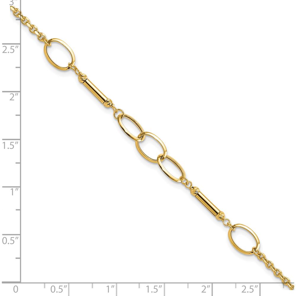 14K Yellow Gold Fancy Link Bracelet with Polished Bars - 7.5" Length by Oro Pregiato