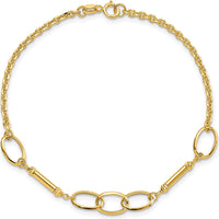 14K Yellow Gold Fancy Link Bracelet with Polished Bars - 7.5" Length by Oro Pregiato