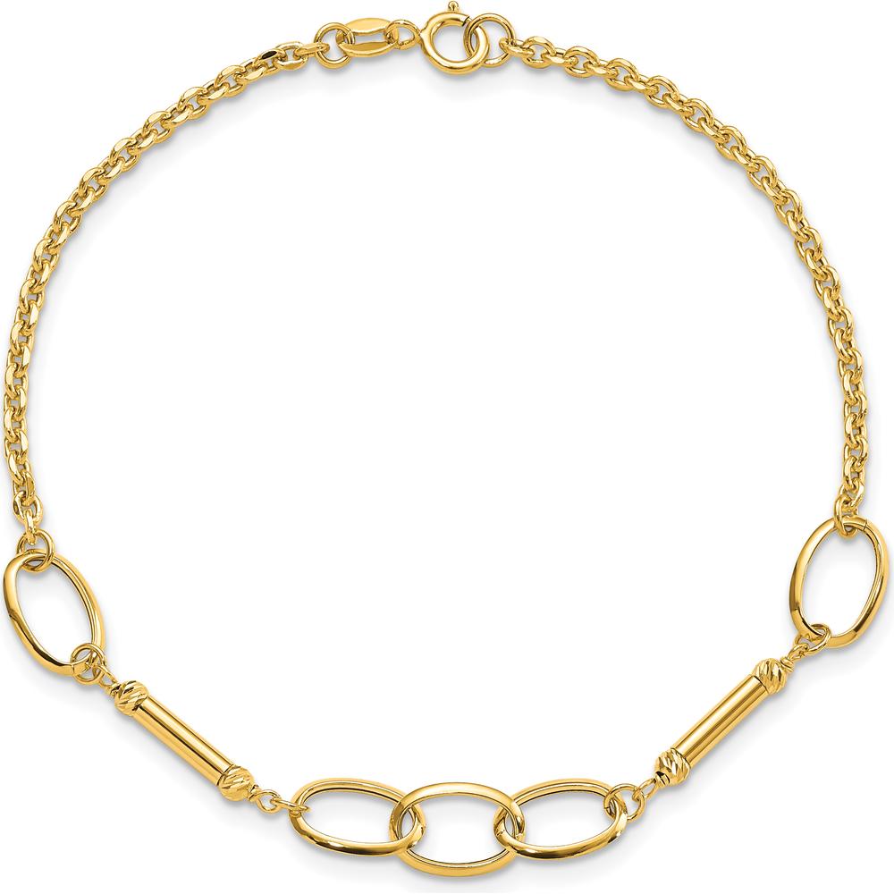 14K Yellow Gold Fancy Link Bracelet with Polished Bars - 7.5" Length by Oro Pregiato