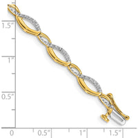 14K Yellow Gold Fancy Link Diamond Bracelet with 1/4 Carat Round Diamonds - 7 Inches by Monteluci Fine Jewelry
