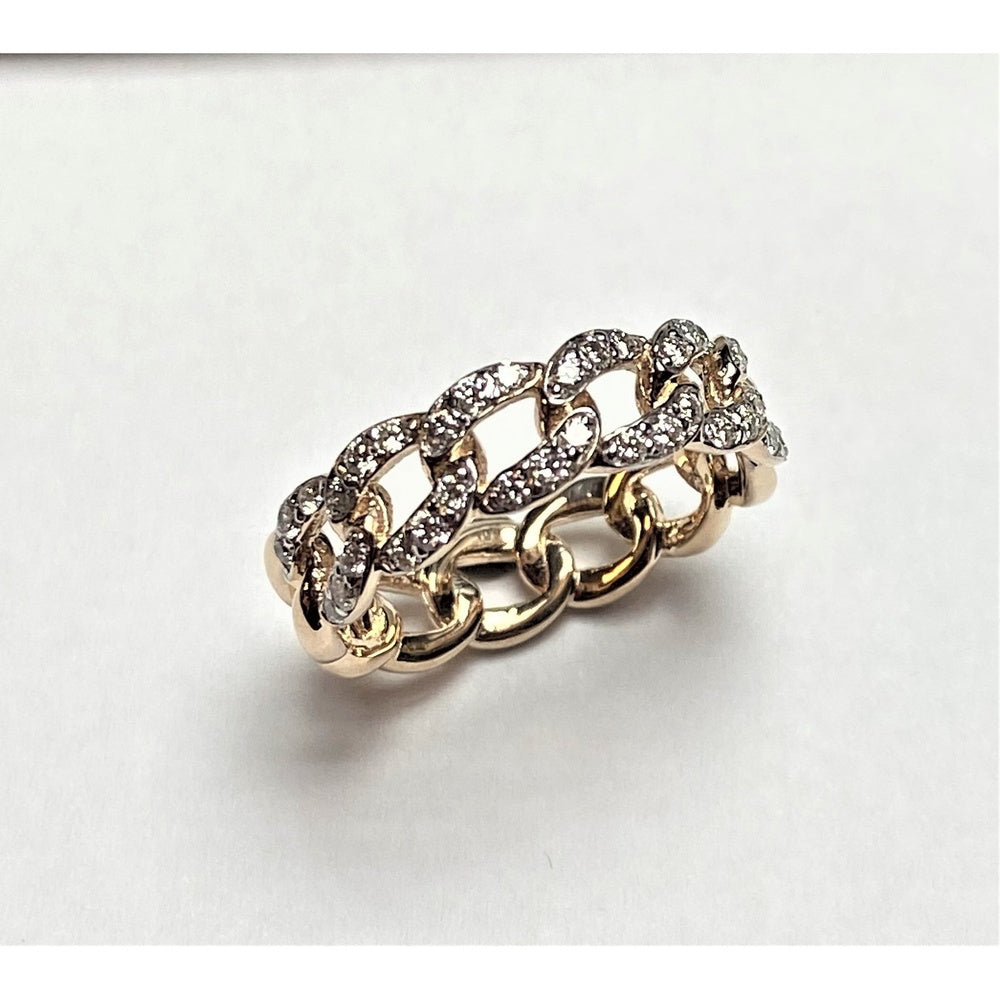 14K Yellow Gold Fancy Link Ring with Prong-Set Round Diamonds - 0.46 Carat Total Diamond Weight by Auriventus