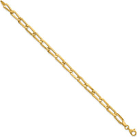 14K Yellow Gold Fancy Long Link Bracelet with Textured Finish - 7.5" Length by 0