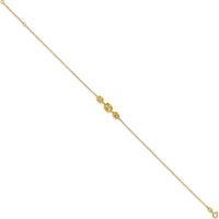 14K Yellow Gold Fancy Mariner Link 9" Anklet with 1" Extender
