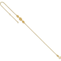 14K Yellow Gold Fancy Mariner Link 9" Anklet with 1" Extender