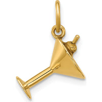 14K Yellow Gold Fancy Martini Glass With Olives Charm - 11mm Length, Polished Finish by Oro Pregiato