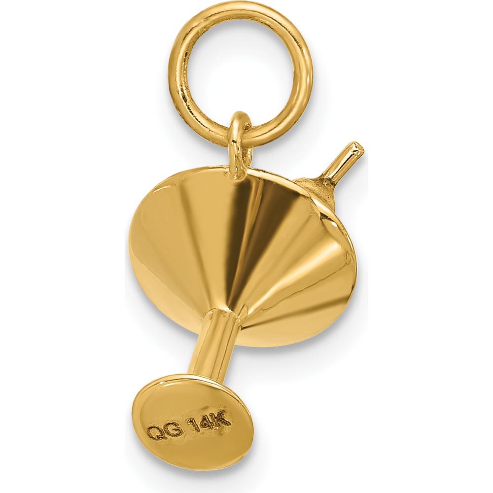 14K Yellow Gold Fancy Martini Glass With Olives Charm - 11mm Length, Polished Finish by Oro Pregiato