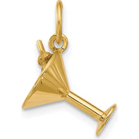 14K Yellow Gold Fancy Martini Glass With Olives Charm - 11mm Length, Polished Finish by Oro Pregiato
