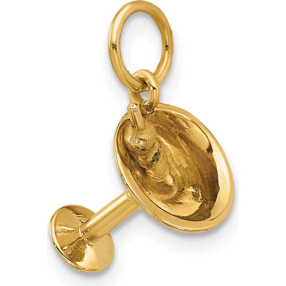 14K Yellow Gold Fancy Martini Glass With Olives Charm - 11mm Length, Polished Finish by Oro Pregiato