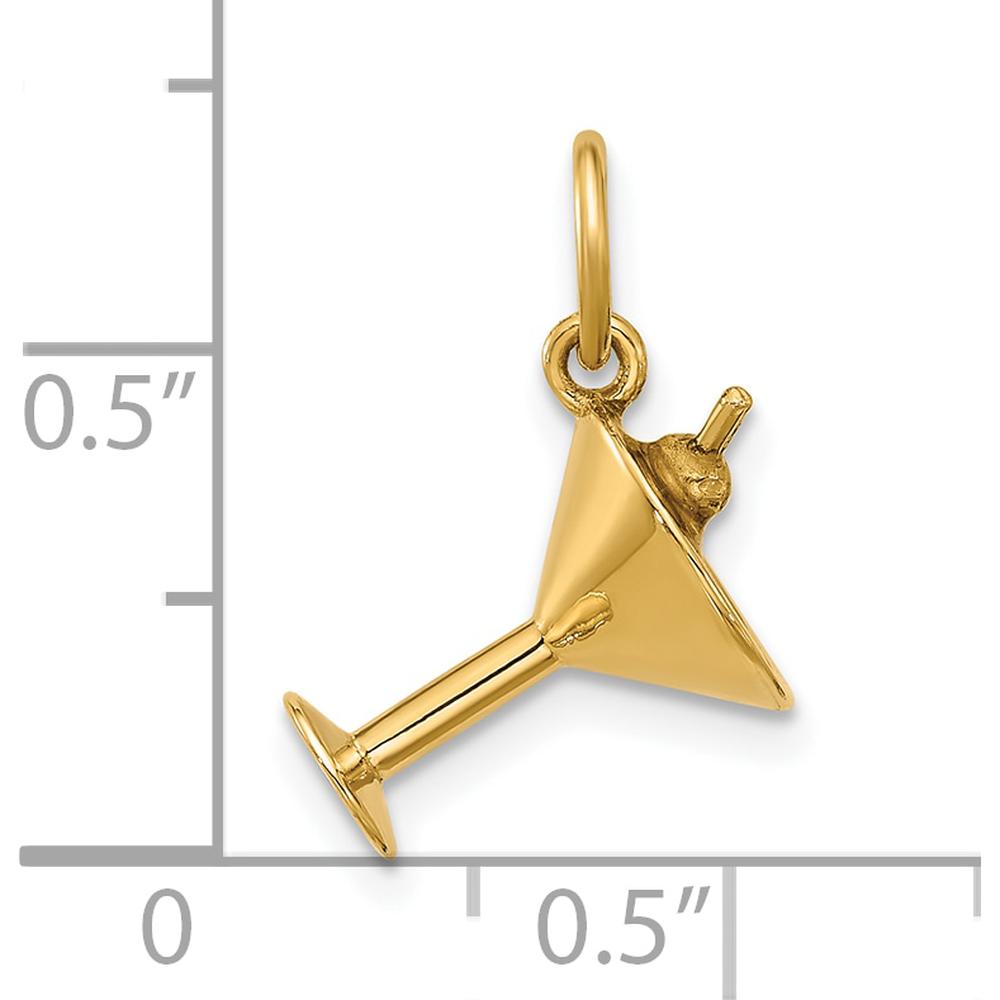 14K Yellow Gold Fancy Martini Glass With Olives Charm - 11mm Length, Polished Finish by Oro Pregiato