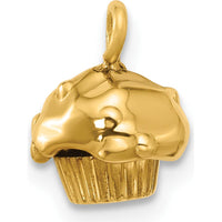 14K Yellow Gold Fancy Muffin Charm - Polished Finish by Oro Pregiato