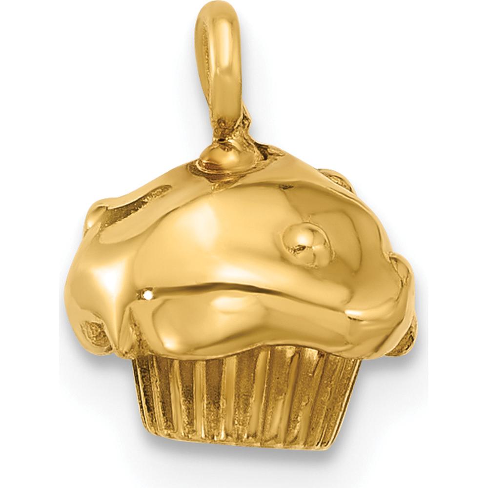 14K Yellow Gold Fancy Muffin Charm - Polished Finish by Oro Pregiato