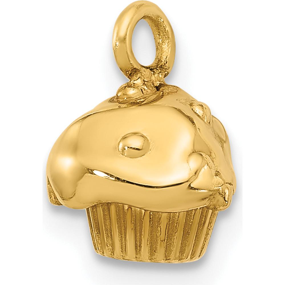 14K Yellow Gold Fancy Muffin Charm - Polished Finish by Oro Pregiato