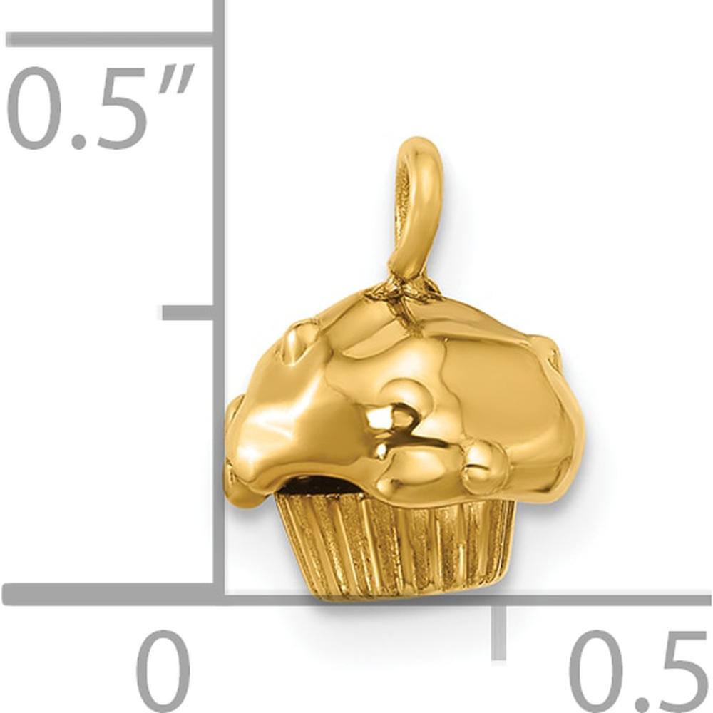 14K Yellow Gold Fancy Muffin Charm - Polished Finish by Oro Pregiato