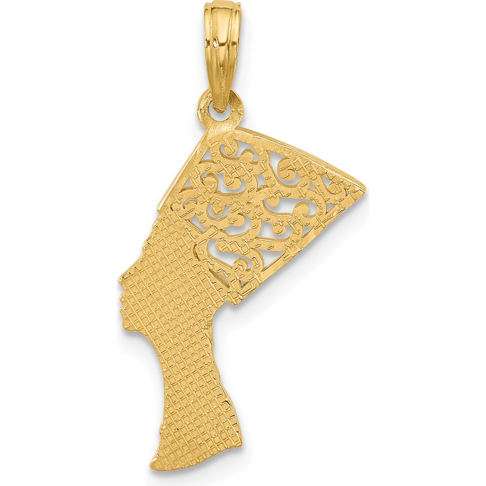 14K Yellow Gold Fancy Nefertiti Profile Charm - Egyptian Themed Pendant by Oro Pregiato