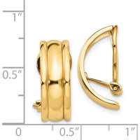 14K Yellow Gold Fancy Non-Pierced J-Hoop Earrings - Solid Gold, Polished Finish, 18mm Length by Oro Pregiato