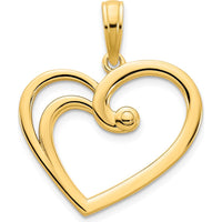 14K Yellow Gold Fancy Open Heart Pendant with Polished Finish - 17.6mm Length by Oro Pregiato