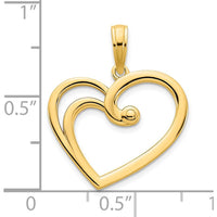 14K Yellow Gold Fancy Open Heart Pendant with Polished Finish - 17.6mm Length by Oro Pregiato