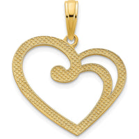 14K Yellow Gold Fancy Open Heart Pendant with Polished Finish - 17.6mm Length by Oro Pregiato