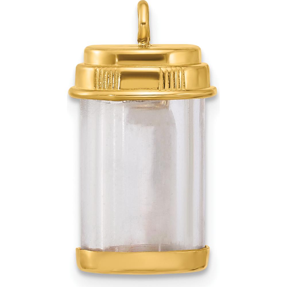 14K Yellow Gold Fancy Pill Bottle Charm - Polished Finish by Oro Pregiato