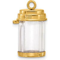 14K Yellow Gold Fancy Pill Bottle Charm - Polished Finish by Oro Pregiato