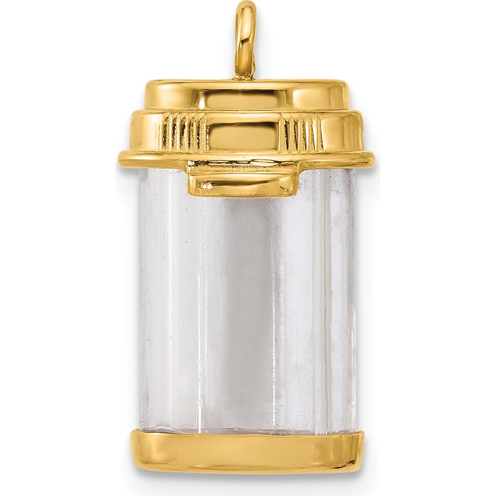 14K Yellow Gold Fancy Pill Bottle Charm - Polished Finish by Oro Pregiato