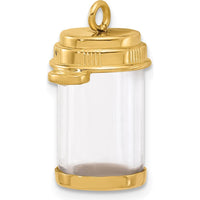 14K Yellow Gold Fancy Pill Bottle Charm - Polished Finish by Oro Pregiato
