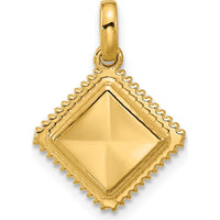 14K Yellow Gold Fancy Ravioli Charm Pendant with Polished Finish by Oro Pregiato