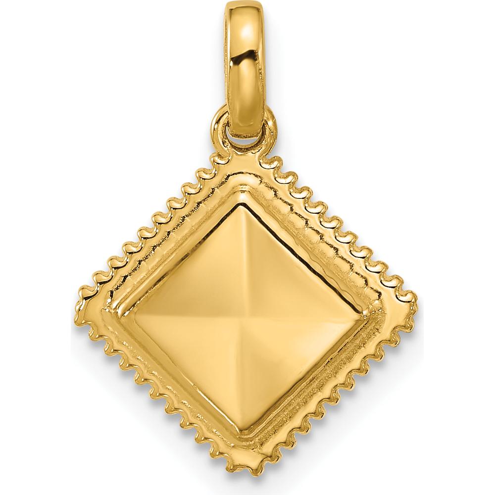14K Yellow Gold Fancy Ravioli Charm Pendant with Polished Finish by Oro Pregiato