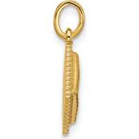 14K Yellow Gold Fancy Ravioli Charm Pendant with Polished Finish by Oro Pregiato
