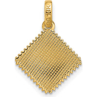 14K Yellow Gold Fancy Ravioli Charm Pendant with Polished Finish by Oro Pregiato