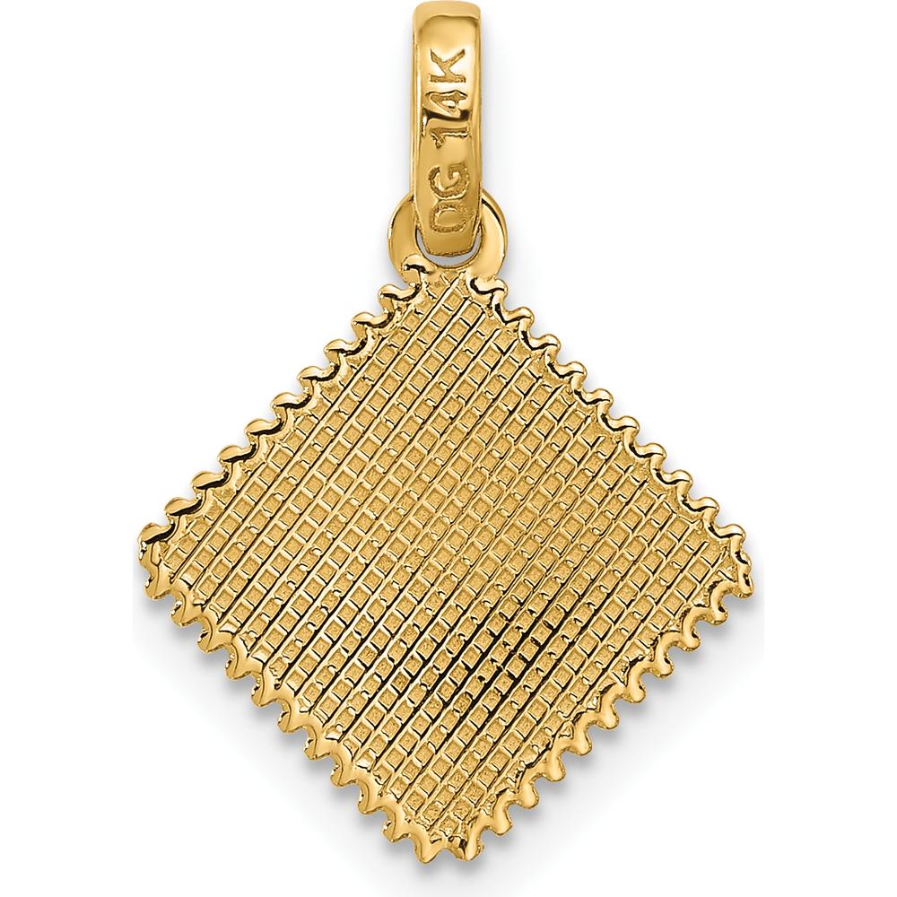14K Yellow Gold Fancy Ravioli Charm Pendant with Polished Finish by Oro Pregiato