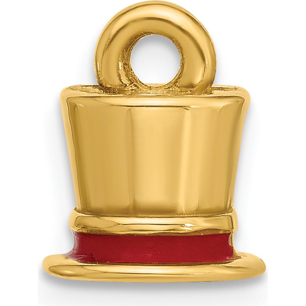 14K Yellow Gold Fancy Red Enameled Top Hat Charm - Polished Finish by Oro Pregiato