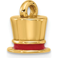 14K Yellow Gold Fancy Red Enameled Top Hat Charm - Polished Finish by Oro Pregiato