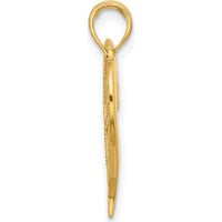 14K Yellow Gold Fancy Swirl Heart Charm Pendant - Polished Finish by Oro Pregiato