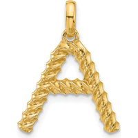 14K Yellow Gold Fancy Twist Letter A Pendant Charm - Personalized Unisex Design by Oro Pregiato