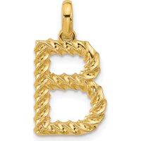 14K Yellow Gold Fancy Twist Letter B Pendant Charm - Polished Finish by Oro Pregiato