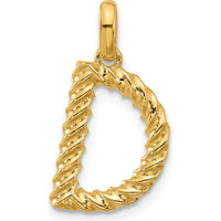 14K Yellow Gold Fancy Twist Letter D Pendant - Elegant Personal Charm by Oro Pregiato