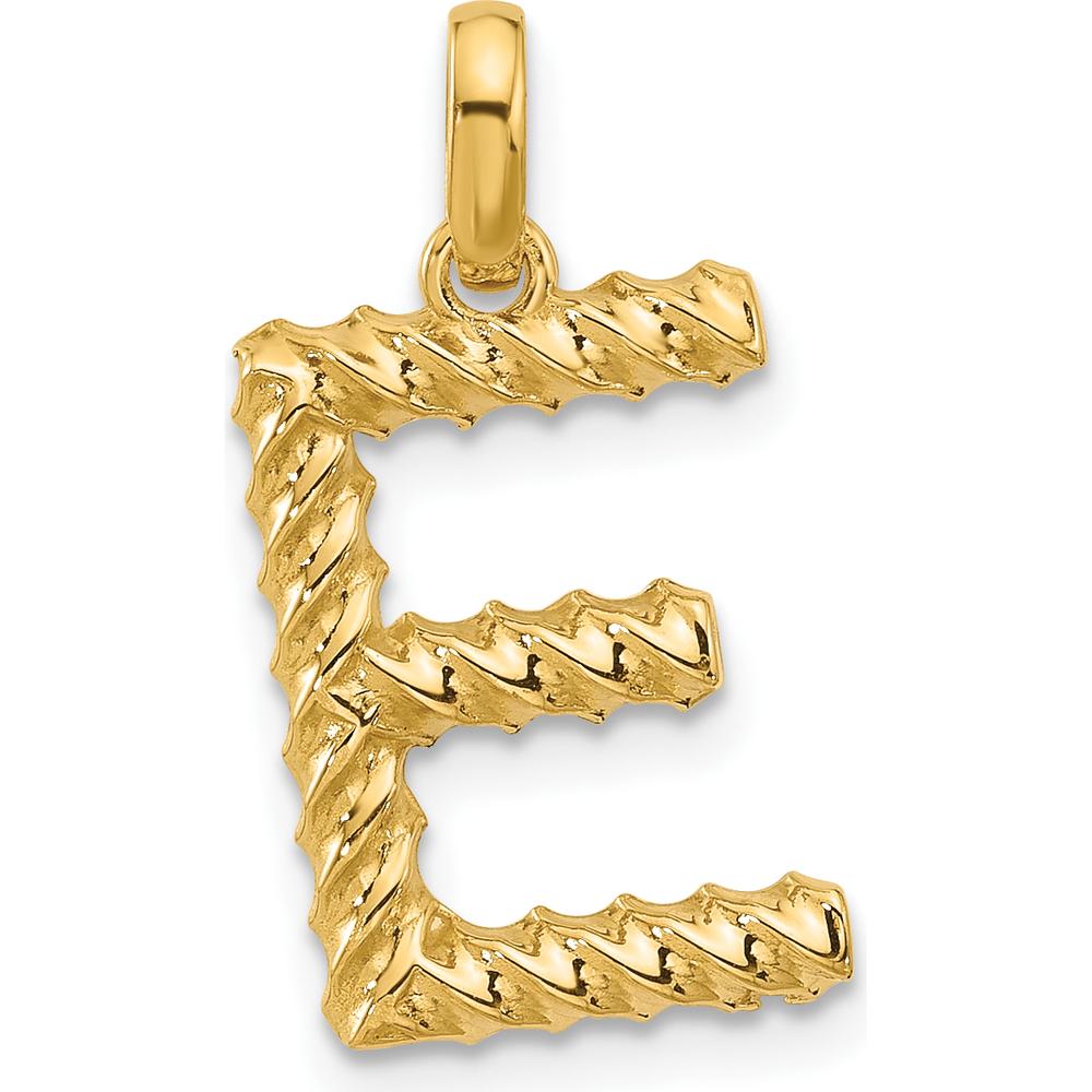 14K Yellow Gold Fancy Twist Letter "E" Pendant - Polished Finish by Oro Pregiato