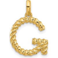 14K Yellow Gold Fancy Twist Letter G Pendant - Polished Finish by Oro Pregiato