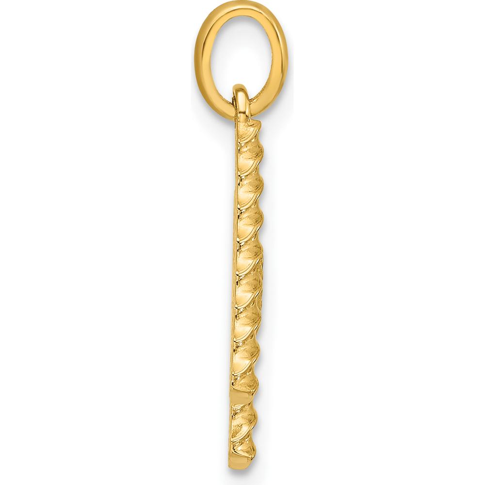 14K Yellow Gold Fancy Twist Letter H Pendant Charm - Polished Finish by Oro Pregiato
