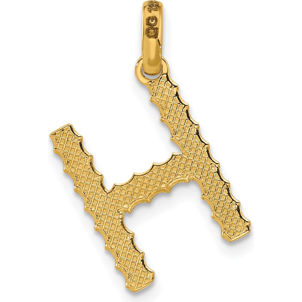 14K Yellow Gold Fancy Twist Letter H Pendant Charm - Polished Finish by Oro Pregiato