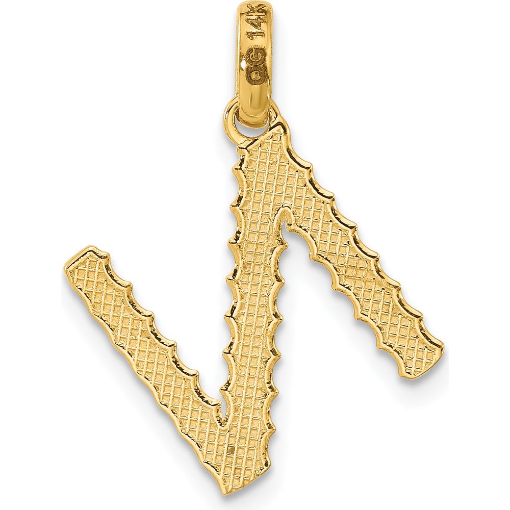 14K Yellow Gold Fancy Twist Letter N Pendant - 22mm Length by Oro Pregiato