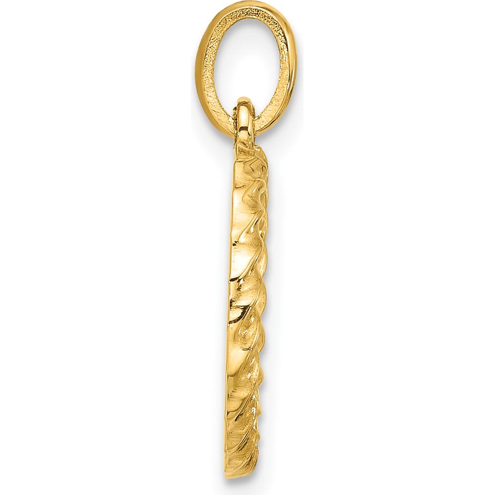 14K Yellow Gold Fancy Twist Letter O Pendant - Polished Finish by Oro Pregiato