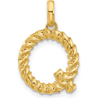14K Yellow Gold Fancy Twist Letter Q Pendant - Polished Finish by Oro Pregiato