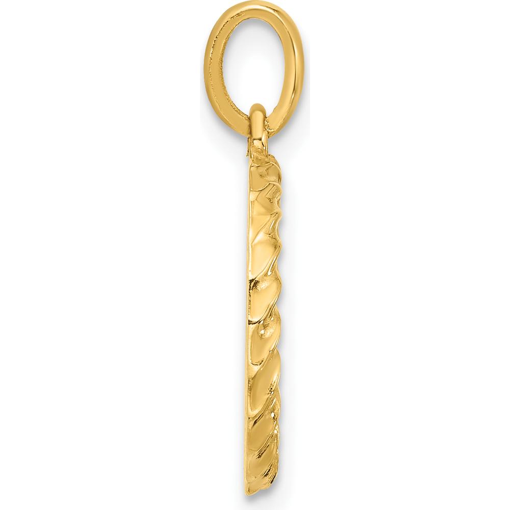 14K Yellow Gold Fancy Twist Letter Q Pendant - Polished Finish by Oro Pregiato