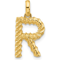 14K Yellow Gold Fancy Twist Letter R Pendant Charm - Polished Finish, 22mm Length by Oro Pregiato
