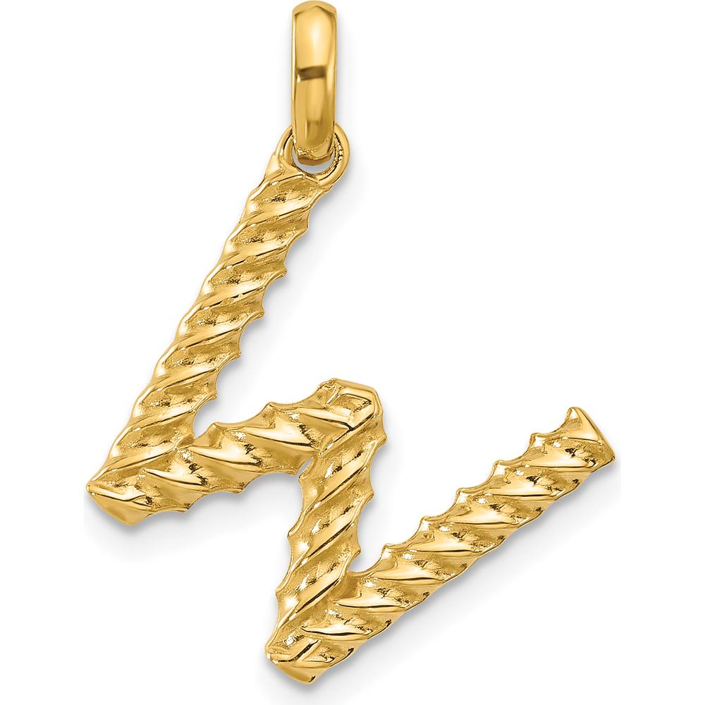 14K Yellow Gold Fancy Twist Letter W Pendant - 20mm Length by Oro Pregiato