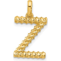 14K Yellow Gold Fancy Twist Letter Z Pendant - 22mm Length by Oro Pregiato