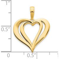 14K Yellow Gold Fancy Two Hearts Pendant - Symbol of Love and Unity by Oro Pregiato