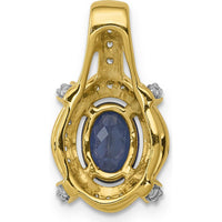 14K Yellow Gold Fancy Vintage Pendant with Oval Sapphire and Round Diamonds - 0.865 Carat Sapphire, 0.092 Carat Total Diamond Weight by Lumare Gioia